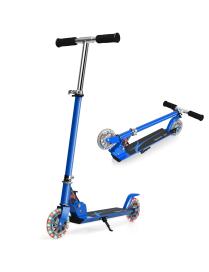  Patinete Plegable de Aluminio Altura Ajustable con 2 Ruedas City Scooter Roller para Niño 70 x 10 x 63-85cm Azul
