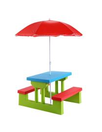  Mesa y Banco de Picnic para Niños con Paraguas multicolor