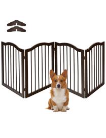  4 Paneles Barrera de Seguridad Plegable de Protección para Chimenea Niños Mascotas Puerta Escaleras 204 x 61 x 2 cm Marrón