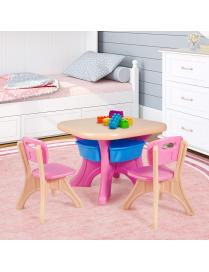  Conjunto de Mesa y 2 Sillas Muebles infantil Mesa para Niño PE Ecológico Proceso de Soplado de Vidrio Grande Capacidad de Peso