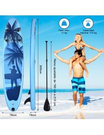  305 cm Tabla Hinchable de PVC Paddle Surf Sup con Remo de Ajustable/Bomba/Línea de Seguridad/Bolsa de Transporte y Aleta Centr