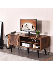  Mueble para TV  con Armario Lateral Moderno y Mid-Century para Pantalla Hasta 42” para Salón Dormitorio Marrón 110 x 39,5 x 50