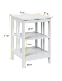  Mesilla de Noche con Barras de Refuerzo y Estructura Estable para Dormitorio Salón Pasillo Blanco 40 x 40 x 61 cm