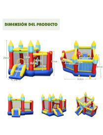  Castillo Hinchable con Piscina con 100 Pelotas Tobogán Juguete Perfecto para Niños Sin Compresor 301 x 313 x 245 cm