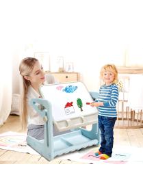  Mesa para Niños con Silla Mesa Magnética 2 en 1 con Amplio Espacio y Regulable en Ángulo con Accesorios para Dibujar Azul 59 x