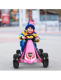  Go Kart de Pedales para Niños 3-8 Años Carro Coche Infantil con Freno de Pedal Carro con Asiento Regulable 104 x 59 x 62 cm Ro
