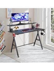  Escritorio de Gaming con Repisa para Monitor Mesa para Ordenador con Porta Videojuegos para Casa Oficina Negro 120 x 60 x 96 c