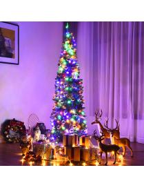  225 cm Árbol de Navidad Artificial Abeto de Bisagra Iluminado con 1085 Ramas 350 Luces Led Coloreadas Base Plegable de Metal V