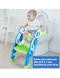  Escalera para WC Taburete Regulable Plegable Altura Adecuada 39-42 cm con Mangos Acolchado Escalones Antideslizantes para Niño