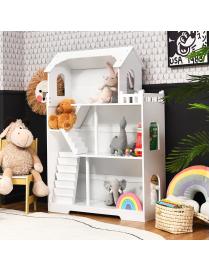  Casa de las Muñecas de Madera Librería con 3 Niveles para Niños +3 Años Antivuelco Amplio Espacio Clasificado Blanco 80 x 29 x