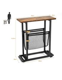  Mesita Auxiliar Industrial Mesita Lateral de 2 Niveles Mesa Baja Rústica para Espacios Estrechos Red Porta Revistas Mesita par