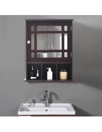  Armario de Baño con Espejo de Pared Mueble de Baño Organizador con Puerta y Estante Gabinete de Almacenamiento Café 50 x 16 x 