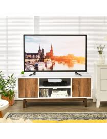  Mueble TV de 2 Puertas Centro Diversión Moderno para Televisor hasta 50” con 2 Hoyos Cables Soporte de TV para Salón Blanco 10