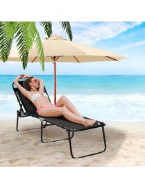  Tumbona Plegable de Playa Portátil Silla Reclinable Respaldo Regulable en 4 Posiciones para Camping Patio Piscina 189 x 59 x 4