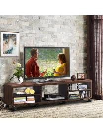 Mueble TV con Repisas Centro Diversión para TV hasta 140 cm Stand Universal Moderno y Compacto con Ruedas 150 x 32 x 40 cm Mar