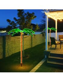  Palmera Tropical Artificial con Led 154 cm Palmera Iluminada Realística con Luces Base Plegable Decorativa para Casa Fiestas N