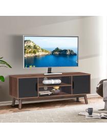  Mueble TV Rústico Industrial Soporte para TV hasta 50” Centro Diversión con Repisa Abierta 2 Armarios para Salón 119 x 37 x 48