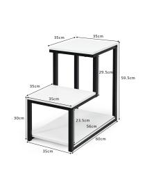  Mesita Auxiliar con 3 Niveles Forma de Escalera Estructura en Acero Resistente para Sofá Salón Oficina 60 x 35 x 59,5 cm Blanc