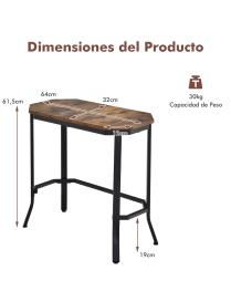  Mesa de Centro Estrecha Mesita Auxiliar de Sofá Industrial con Vetas de Madera Rústica Marco de Acero para Salón 64 x 32 x 61,