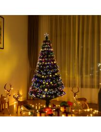  150 cm Árbol de Navidad de Fibra Pre-Iluminado Luces LED 8 Modos de Flash Árbol Artificial Decorativo para Hogar Oficina Tiend