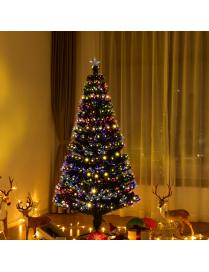  180 cm Árbol de Navidad de Fibra Pre-Iluminado Luces LED 8 Modos de Flash Árbol Artificial Decorativo para Hogar Oficina Tiend