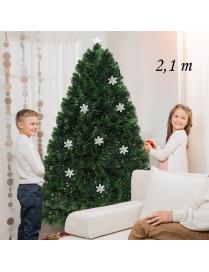  2,1m Árbol de Navidad Árbol Altificial con LED Iluminación Nieve Abeto Decorativo Hogar Fiesta