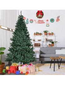  210 cm Árbol de Navidad Artificial de PVC con LED Cadena de Luces Soporte de Metal Plegable Decoración para Hogar Fiesta