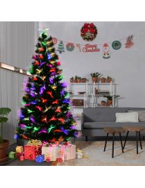  2,1m LED Árbol de Navidad Artificial Iluminado Con Cambiador de Color de Fibra de Vidrio para Navidad Hogar Decoración