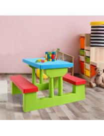 Mesa y Banco de Picnic para Niños con Paraguas multicolor