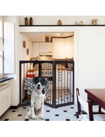  Puerta abatible de madera para perro Barrera de seguridad para animales 160x1,2x76cm