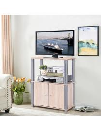  Mesa de TV móvil con 2 puertas Estante de madera en casa 60 x 29.5 x 75 cm Natural