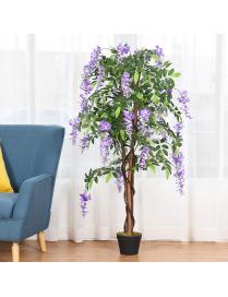  Flor de árbol de glicina artificial 150 cm Planta decorativa en florero de interior violeta.