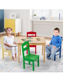  Mueble para Niños Mesa y 4 Sillas de Madera Escritorio para Infantil Dormitorio Sala de Juego Multicolor