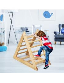  Escalera Triangular de Madera Escalera de Juego de Interior para Niños más de 3 años Natural 93 x 46 x 81 cm