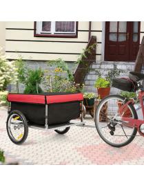  Carro de Carga para Bicicleta con Estructura Plegable y Ruedas 40 cm Capacidad de Peso 40 kg Rojo+ Negro
