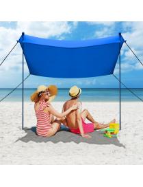 Toldo para Playa en Lycra con Bolsa de Transporte y 4 Bolsas de Arena para Playa Camping y Pesca UPF 50+ Azul 2,1 x 2,1 m