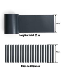  4,65 kg Revestimiento para Valla en PVC 35 m x 19 cm con 20 clips  para Proteger de Ruido Viento y Privacidad Gris Oscuro