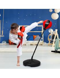  Juego de Boxeo para Niños  de Altura Ajustable con Guantes de Boxeo y Bomba Manual Rojo y Negro 81-123,5 cm