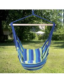  Hamaca de Algodón Silla-Hamaca con 2 Almohadas para Sentarse y Acostarse para Patio Dormitorio Veranda Azul 119 x 102 cm