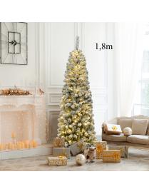  1,8m Árbol de Navidad Nevado Iluminado con 250 Luces LED Cálidas 500 Ramas y  Base Plegable de Metal