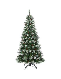  2,1m Árbol de Navidad  Nevado y No Iluminado Fácil de Montar en 100% PVC Perfecto Como Decoración