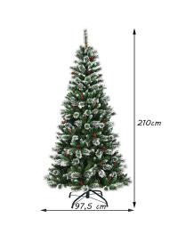  2,1m Árbol de Navidad  Nevado y No Iluminado Fácil de Montar en 100% PVC Perfecto Como Decoración