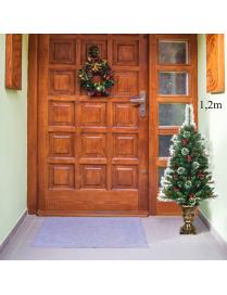 1,2m Árbol de Navidad con Ramas Brillantes Decoración para Entrada con Base Estable Piñas Decorativas y Bayas Rojas
