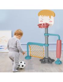 Soporte con Canasta de Baloncesto y Puerta de Fútbol con Altura Regulable Regalo Perfecto para Niños 106 x 37 x 110-156 cm