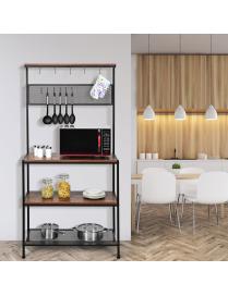  Estante para Panadero Microondas con Ganchos y Panel de Red  Ideal para Cocina Salón Estudio 84 x 40 x 171 cm