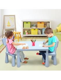 Set con Mesa y 2 Sillas para Niños Comer Dibujar Escribir y Hacer Manualidades Azul 76,5 x 54,5 x 49,5 cm