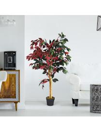  Ficus Falso Planta Artificial Realística y Decorativa con Maceta de Cemento para Casa Oficina Sala de Espera 120 cm