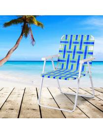  6 Sillas Plegables para Playa con Reposabrazos y Estructura en Acero en Forma de U Azul 57 x 59 x 78 cm