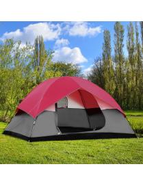  Tienda de Campaña para 5-6 Personas con Paredes en Tejido Impermeable para Camping Exterior Rojo y Gris 300 x 300 x 165 cm
