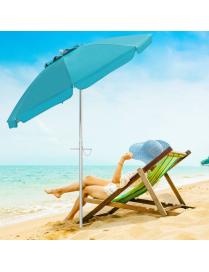  Sombrilla de Playa Portátil Inclinación Regulable con Bolsa de Transporte para Jardín Patio Exterior Azul 198 x 213 cm